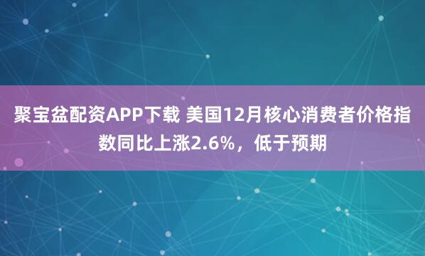 聚宝盆配资APP下载 美国12月核心消费者价格指数同比上涨2.6%，低于预期